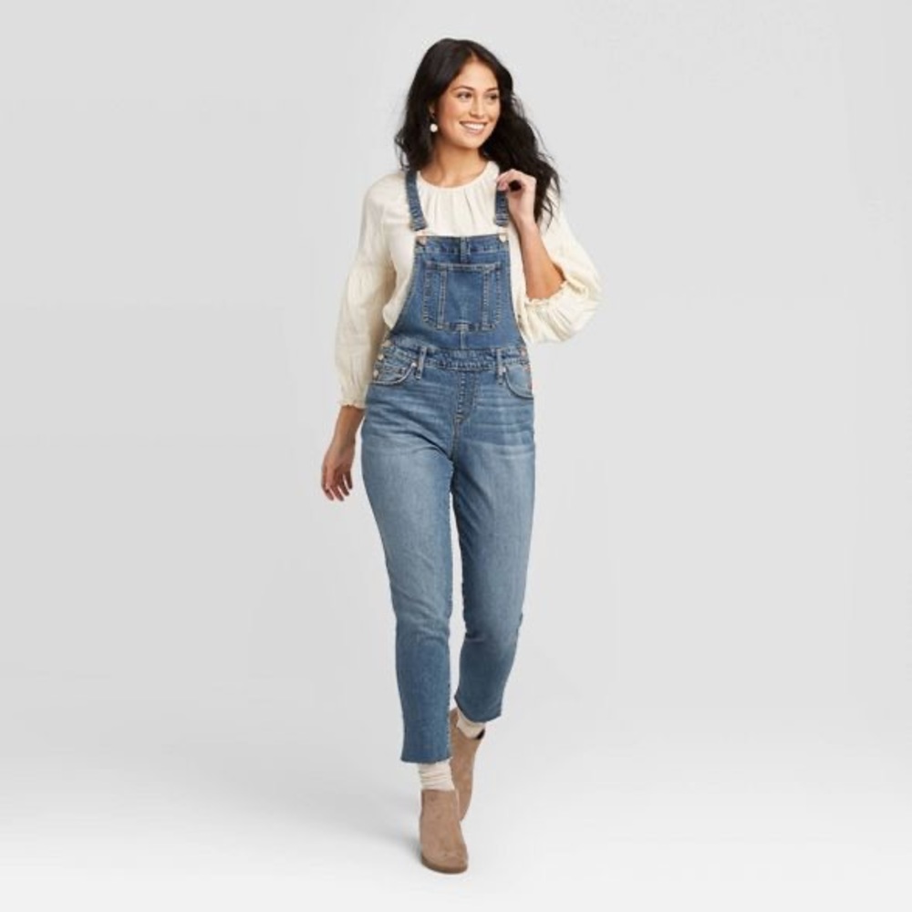Women's High-Rise Cropped Raw Hem Overalls
